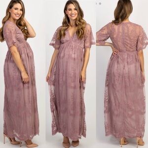 NWOT Pinkblush Dusty Pink Lace Maxi Dress